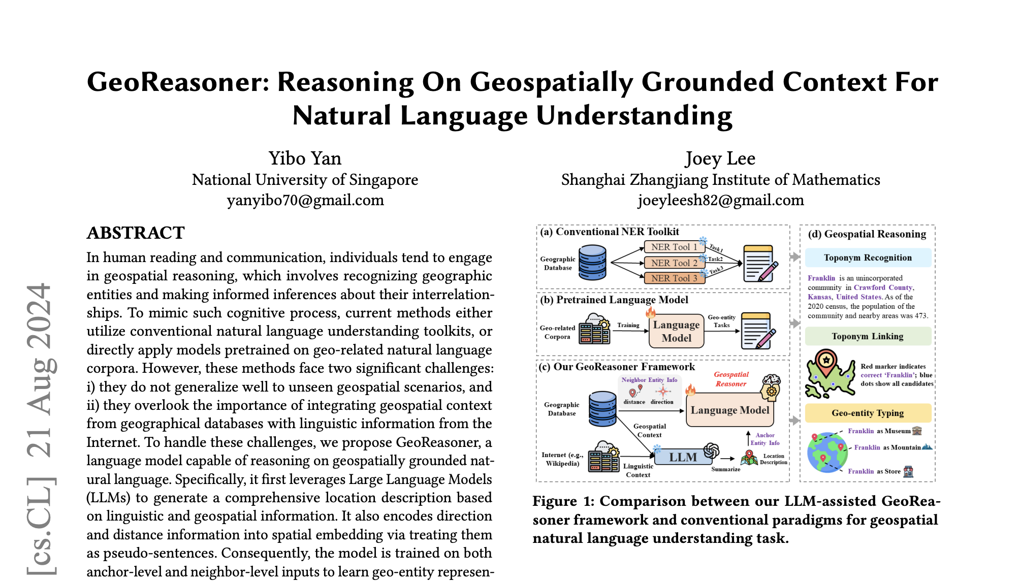 One place, two views: the core idea behind GeoReasoner